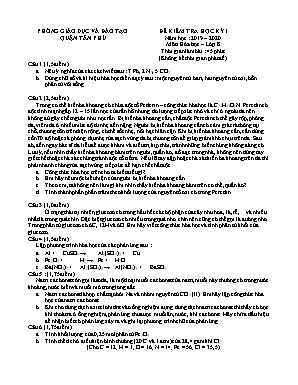 Đề kiểm tra học kỳ I môn Hóa học Lớp 8 - Năm học 2019-2020 - Phòng giáo dục và đào tạo Tân Phú
